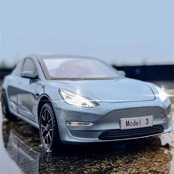 1:24 Tesla Model 3 Lieti Automobilio Modelį Diecasts Metalo Žaislinių Transporto priemonių Automobilio Modelio Aukštos Modeliavimas Garso ir Šviesos Kolekcija Vaikams Žaislas Dovana