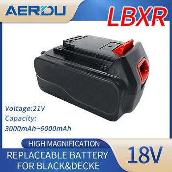 100%Originalas Nauja Baterija 18V 21V 6.0 Ah 5ah Akumuliatorius 4ah 3ah elektrinių Įrankių Pakeitimas Baterija BLACK & DECKER LB20 LBX20 LBXR20