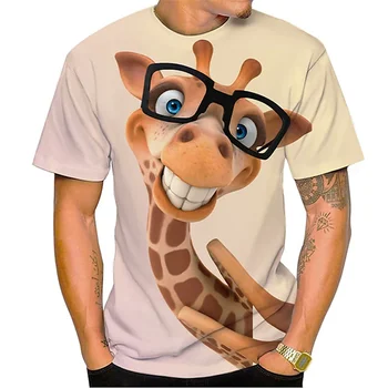 2022 vyriški T-shirt viršų 3D spausdinimo žirafa gyvūninės T-shirt O-kaklo negabaritinių marškinėliai, vyriški drabužiai, vyriški atsitiktinis gatvės trumpas