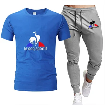 2023 Mados atsitiktinis Sportinę Vasaros sporto gaidys spausdinti kostiumas vyriški bėgimo sporto kostiumas Vyrams kostiumu, T-marškinėliai+kelnės dviejų dalių se