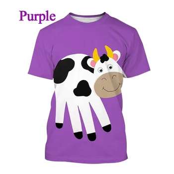 2023 Naujas Mados Karvė Modelio 3D Spausdinimo Atsitiktinis Gyvūnų Trumpas Rankovės Asmenybės vyriški Marškiniai, Hip-Hop Apvalios Kaklo Top Marškinėliai