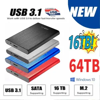 2023 Naujus Didelės spartos SSD 64TB Išorinį Kietąjį Diską 32TB 16TB 12TB 4TB USB3 8 tb.1 Nešiojamų SSD 16TB Kietajame Diske Nešiojamas PS4