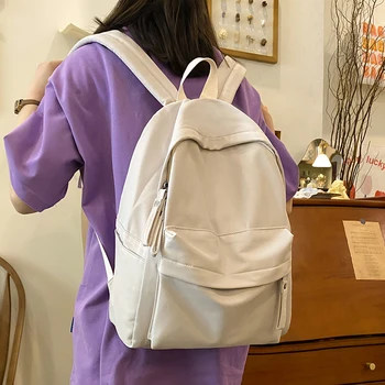 2023 Paprasta Vientisos Spalvos Kuprinės Moterų Vandeniui Nailono Mokyklos Maišeliai Paauglys Merginos Bookbag Lady Peties BagTravel Backbag
