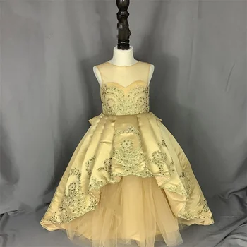 2023 Vestuvių Gėlių Mergaičių Suknelės Prabanga Aukso Nėrinių Pirmoji Komunija Už Inscenizacija Šalis Gimtadienio Suknelės Oficialią Dėvėti Renginiai