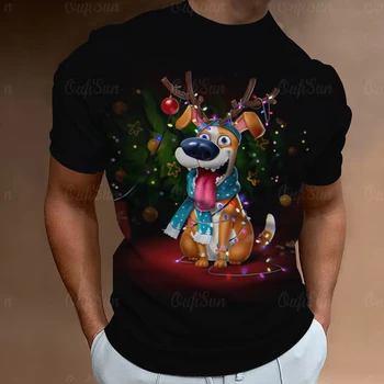 2024 m. Kalėdų Šventė Temą VYRIŠKI T Marškinėliai Drabužių 3d Spausdinimo T Shirts Vasaros trumpomis Rankovėmis, Negabaritinių Mados Gražus Marškinėliai