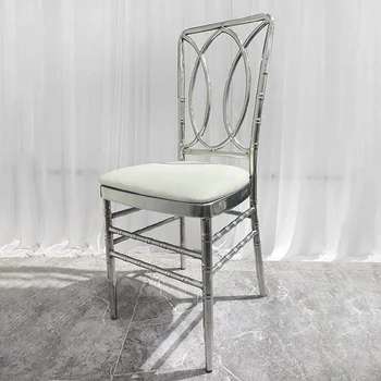 50pcs pigūs baltos odos, metalo, sidabro, nerūdijančio plieno, ant kitos valgomojo kėdės kryžiaus atgal vestuvių kėdė puotą