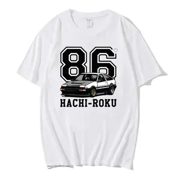 AE86 Hachi Roku Drabužius Pradinė D Marškinėlius Japonų Anime Vyrams trumpomis Rankovėmis Streetwear 100% Medvilnės Crewneck Moterų Drabužių Viršų Male
