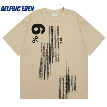 Aelfric Eden Laiškas Spausdinti Punk Marškinėlius Hip-Hop Vyrų T-Shirt Streetwear Harajuku 2023 Atsitiktinis Medvilnė Tee Marškinėliai Vasarą Laisvi Viršūnės