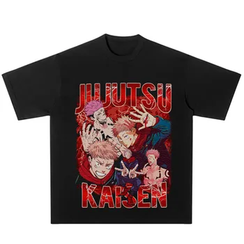 Anime Graphic T Marškinėliai Vyrams Harajuku T-shirt Moterų Drabužiai Moterims Juoda Palaidinė Japonų Stiliaus Y2k Puloveris Tees Džiudžiutsu Kaisen