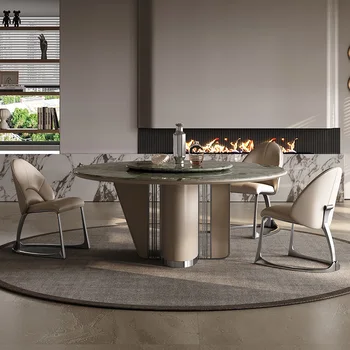 Apskritojo stalo su patefonu, minimalistinio modernaus mikrokristalinė akmens italijos šviesos apskritojo stalo