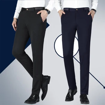 Aukštos Kokybės Naujas Mados Mens Verslo Atsitiktinis Kelnės Kietas Plonas Slim Fit Elastinga Juosmens Kelnės Derliaus Streetwear Kelnės