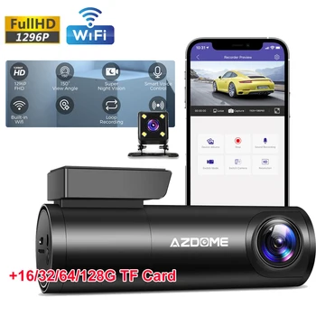 Automobilinis Įrašymo 1296P Dual Lens Car Galinio vaizdo Kamera, Automobilio DVR GPS Wifi, Automobilių DVR Balso Kontrolės Brūkšnys Cam Naktinio Matymo Automobilių Vaizdo įrašymas