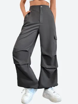 Benuynffy Aukšto Juosmens Baggy Krovinių Kelnės Moterims 2023 Mados Y2K Streetwear Atvartu Kišenės, Tiesios Plačios Kojos Atsitiktinis Kelnės