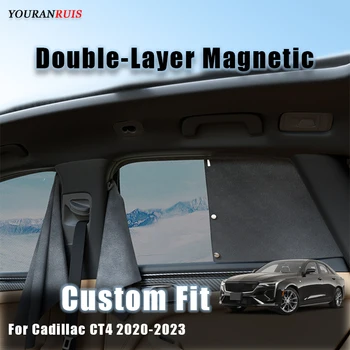 Custom Black Dvigubo Sluoksnio Magnetinio Anti-UV apsauga nuo saulės Ir Šilumos Izoliacija Automobilių skėtį nuo saulės Uždanga Cadillac CT4 2020-2023