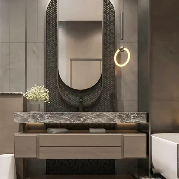 Dizainerio prabangus, modernus paprastumas, šiferis, vonios spintelės, kartu vonios, praustuvės, kriauklės, praustuvas,