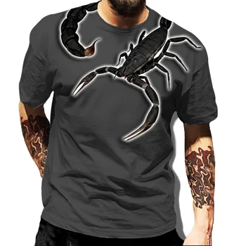 Drop Laivyba vyriški marškinėliai Klasikinis Gyvūnų Scorpion 3D Atspausdintas Marškinėliai Vasaros trumparankoviai Hip-Hop ' o T-shirt Streetwear Unisex
