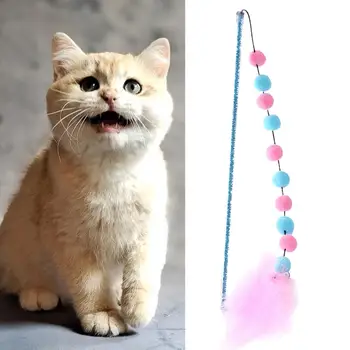 Eco-Friendly Cat Stick Žaislas Pliušinis Kamuolius Linksmas Akį Traukiantis Juokinga Pakeisti Galvos Pet Kibinimas Lazdelė