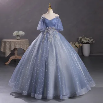 Elegantiškas Aplikacijos Quinceanera Suknelės Vestidos De 15 Anos Mados Grindų Ilgis Oficialaus Princess Gimtadienio Chalatai