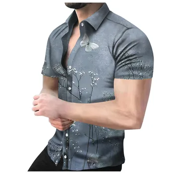Elegantiškas Marškinėliai Vyrams 2023 Vasarą Dizaineris Havajų Marškinėliai Atsitiktinis Medvilnės Skalbiniai Vientisos Spalvos Trumpomis Rankovėmis Marškinėliai Blusas Camisas