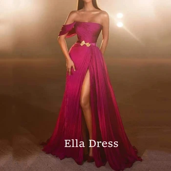 Ella Off Peties Ilgai Vakare Gown Vienos Pečių Linija Šifono Aukštos Ritininės Grindų Ilgis Prom Šalis Suknelė Vestuvių Ceremonija Suknelė