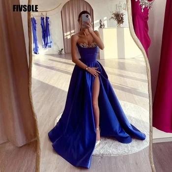 Fivsole-line Stebėjimo Prom Dresses Blizgančių Kristalai Royal Blue Vestidos Para Mujer Seksualus Kojų Ritininės Moterų Oficialų Vakare Chalatai