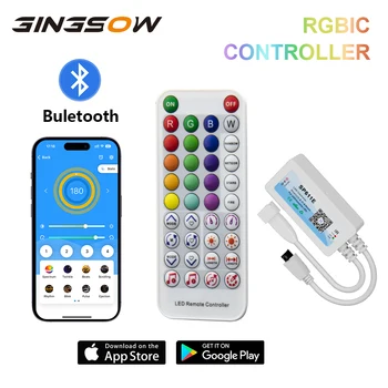 Gingsow LED Šviesos Juostelės RGBIC APP Bluetooth, Nuotolinio valdymo pultelis Lankstus Spalva Keičiasi Apšvietimo Juostelės Diodų IR38 Klavišus SP611E