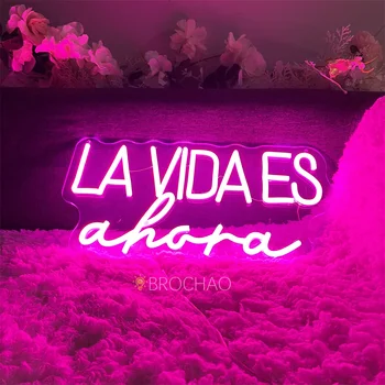 Ispanijos Neon Led Ženklas LA VIDA ES Ahora LED Naktį Žibintai USB Pasirašyti Miegamojo Kambario Sienos Šalis Dekoro Vestuvių Juostoje Apdailos Neoninės Šviesos