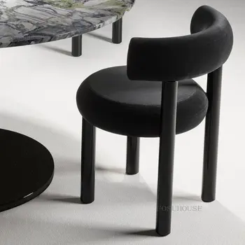 Italijos Minimalistinio Dizaineris Aksomo, Valgomojo Kėdės Laisvalaikio Makiažas, Kėdės, Valgomojo Kambario Baldai, Grietinėlė Stiliaus Valgomojo Kėdė B