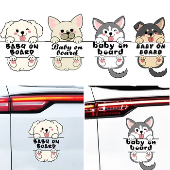 Juokingas Animacinių filmų Laipiojimo Šunys Kūdikių Laive Lipdukas Vaikams Automobilio Langą Įspėjimo Gyvūnų Etiketes ir Lipdukus Ženklas Apdaila