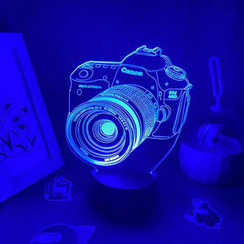 Kamera 3D LED Lempos RGB Kūrybos Naktį Šviesos Kietas Spalvinga Dovana Draugams Miegamojo Lovos Kavos Stalo Dekoro Fotografas Dovana