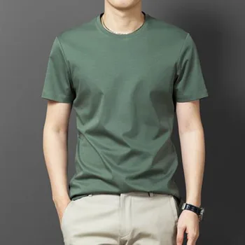 Korėjos Mados Vyrų Kieto Dugno T-shirt Vasaros Naują Streetwear Vyrų Drabužiai Pagrindinio Slim Trumpas Rankovės Quick Dry Plonas Atsitiktinis Viršūnės