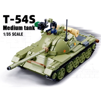 Kūrybos T-54 Pagrindinis Tankas Blokai Klasikinis Pasaulinio Karo Karinės Šarvuotos Transporto Priemonės Modelio Plytų Vaikas Žaislas Berniukas Dovanos