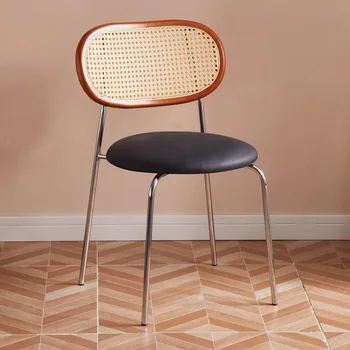Metalo Rotango Valgomojo Kėdė Šiaurės Elegantiškas Atsipalaiduoti Dizaino Mobiliojo Valgomojo Kėdės Modernus Kompiuteris Sillas Nordicas Miegamojo Baldai