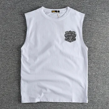 Minimalistinio spausdinti megztinis be rankovių liemenė, vyriški medvilniniai sporto ir sveikatingumo camisole, T-shirt tendencija 402