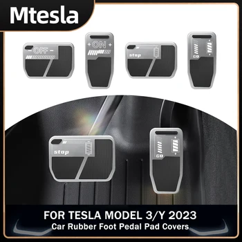 Modelis Y Pedalu Trinkelėmis Apima Guma Non-Slip Aliuminio Pedalų Rinkinys Tesla Modelis 3 Modelis Y 2023 Akceleratoriaus Dujų Stabdžių Pedalą