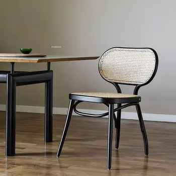 Modernaus Derliaus Rotango Valgomojo Kėdės, Valgomojo Kambario Baldai, Medžio Masyvo Kėdė Minimalistinio Fotelis Vieną Atgal Valgomojo Kėdė Dizaineris