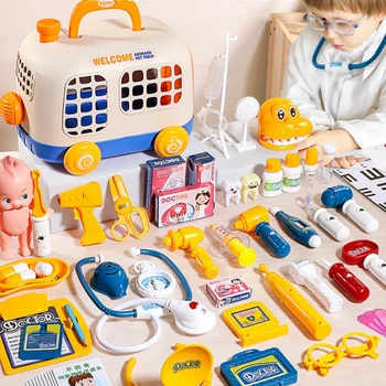 Nauja Vaikai Modeliavimas Gydytojas Žaislų Rinkinys Įrankis Apsimesti Žaisti Medicinos Langelis Vežimėlio Lauke Slaugytoja Įpurškimo Žaisti Namuose Stetoskopas Vaikams