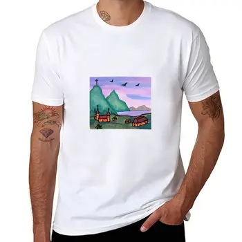 Naujas Akvarelė Fantazijos Tvirtovė, Pilis Kalnų Kraštovaizdžio Pobūdį T-Shirt kawaii drabužiai plius dydis viršūnes vyrų drabužiai.