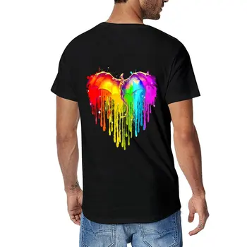 Naujas Dragon LGBT Širdies Akvarelė T-Shirt marškinėliai trumpas negabaritinių t marškinėliai, sporto sirgalių marškinėliai vyriški t shirts