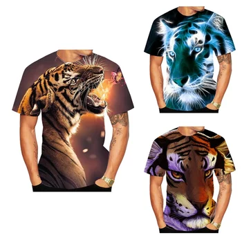 Naujas Mados 3D Tigras, Print T-shirt Vyrams ir Moterims Gyvūnų Spausdinti marškinėliai Atsitiktinis Trumpas Rankovės Viršų