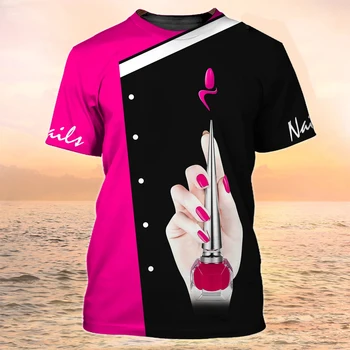 Naujausias Vasaros Mados Moterų marškinėliai Nagų Technikas Asmeninį Pavadinimas 3d Print T Shirt Unisex Atsitiktinis Nagai Marškinėliai Vienodas Dw94