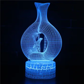 Nighdn 3D Naktį Šviesos diodų (Led Stalo Lempa Iliuzija Holograma Spalvinga Šviesos Kūrybos Paukščių Butelis Kambarį Apdaila Gimtadienio Dovanos