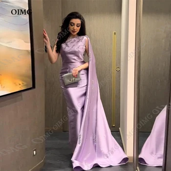 OIMG 2023 Šiuolaikinės Šilko Satino Ilgai Granules, Vakaro Suknelės Vienos Pečių Kristalų Ilgai Dubajus arabų Lady Naktį Šalies Prom Chalatai