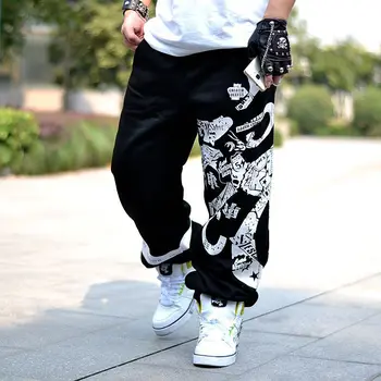 Pavasarį, Rudenį vyriškos Kelnės Spausdinti Prarasti Sweatpants Mados Chic Hip-Hop Negabaritinių Kelnės Šokių Streetwear
