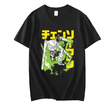 Pjūklą Žmogaus Galia, T-marškinėliai, vyriški marškinėliai Medvilniniai marškinėliai Vyrų ir Moterų Mados Trumpas Rankovės Japonų Gatvės Y2K Stiliaus marškinėliai