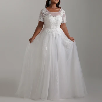 prabangių vestuvių suknelė trumpomis rankovėmis, Elegantiškas modelis Appliques vestuvių suknelės santuokos vestido novia chalatas de mariee Nuotakų suknelės