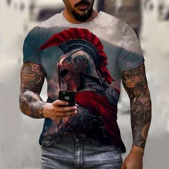 Retro vyriški marškinėliai Kariai Modelio 3D Atspausdintas Trumpas Rankovės Vasaros Mados Dideli marškinėliai Topai 2023 Vyrų Atsitiktinis Gatvės Drabužiai