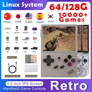 RG35XX Retro Delninis Žaidimų Konsolės 3.5 Colių IPS Ekranas, Nešiojamas Kišenėje Vaizdo Grotuvas Linux Sistema 10000+ Žaidimai Berniukų Dovana