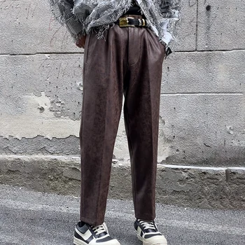 Rudenį vyriški Originalūs Slim Fit Tekstūra Kostiumas Tiesios Kelnės High Street Kietas Sunkiosios Pramonės apsaugos nuo užsiteršimo Kelnės 12Z1947