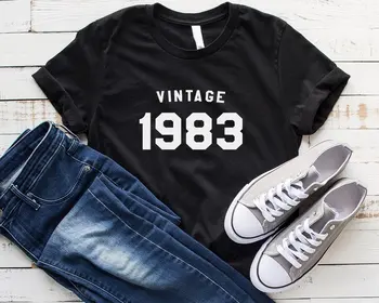 Skuggnas Naują Atvykimo derliaus 1983 marškinėliai gimimo metai t-shirt 36-to gimtadienio marškinėliai marškinėlius dovanų moterų grafinis tees lašas laivybos